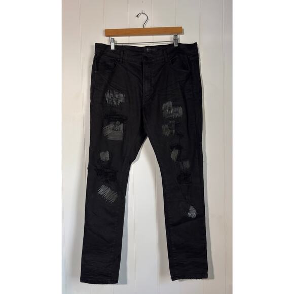 Trendique · 40×32 · Black Distressed Denim Jeans · Men’s Streetwear Fit - Picture 2 of 12